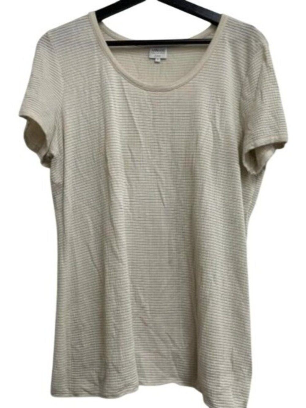 Armani Collezioni by Georgia Armani Shirt Sleeve Striped Top in Cream size 14